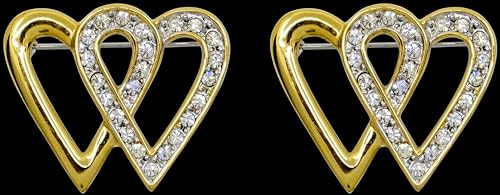 Image of Set of 2 Brooch Lapel Pins With Rhinestones