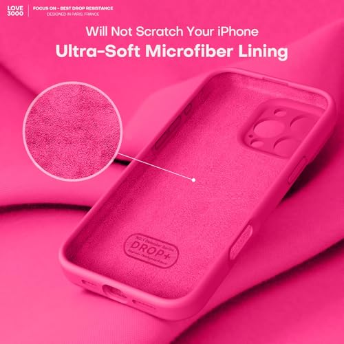 Image of LOVE 3000 Designed for iPhone 16 Pro Max Case, Premium Silicone with [Soft Anti-Scratch Microfiber Lining] Shockproof Protective Phone Case for Holsters 6.9 inch, Hot Pink