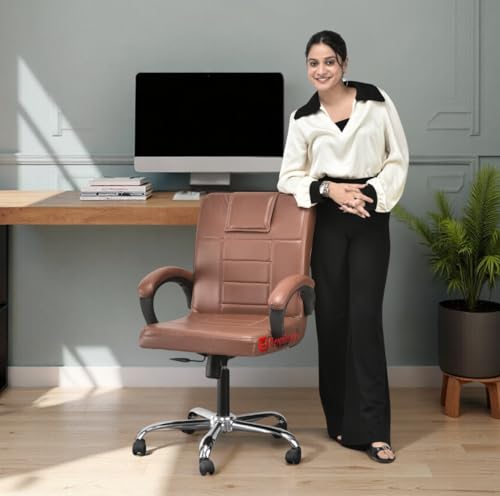 Image of revolving Chair Medium Back Home Office Home Study Revolving Comfortable Chair (1, Brown, Standard)