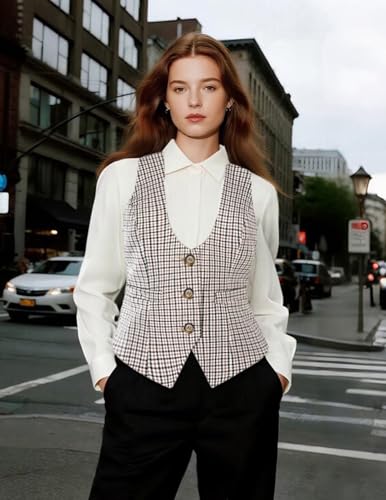 Image of GRACE KARIN Women's Suit Vest Top, Dressy Casual Sleeveless Button Waistcoat, Fromal Steampunk Blazer for Work Office