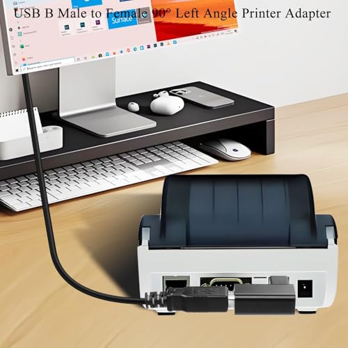 Image of ETZIN 90Angle USB B Male to B Female Adapter Extender USB2.0 Type B Left Angle Printer Connector MIDI Plug, Aluminium Hull, for Printer Scanner Electric Piano Mixer, (Left Bend) EPL-1580CC