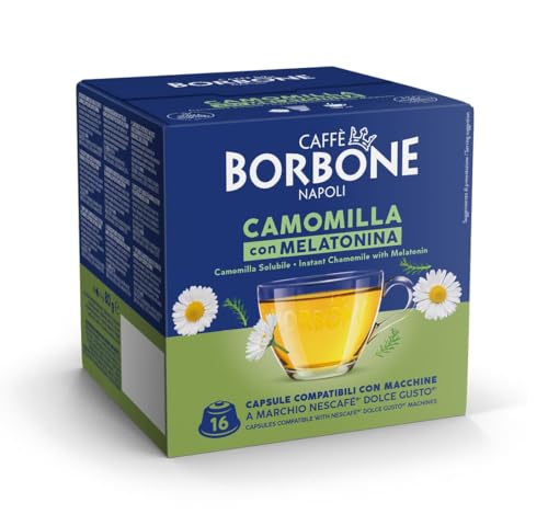 Caffè Borbone Camomille avec Mélatonine - 64 Capsules (4 paquets de 16) - Compatibles avec les machines à café de la marque Nescafé®* Dolce Gusto®*