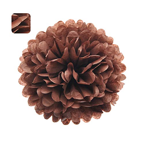 10" Brown Tissue Pom Poms Diy Tissue Paper Flowers For Birthday Wedding Baby Shower Tea Party Dessert Table Decoration, Pack Of 18 #TOP1