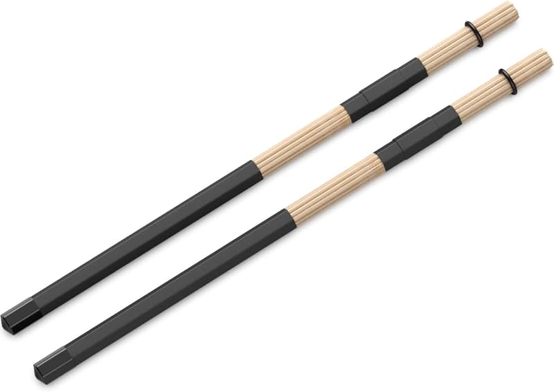 Baquetas de bambú, baquetas de jazz 5A (NEGRO, 1 paquete) | Cepillos de batería Rods para jazz, folk, lugares pequeños y actuaciones acústicas