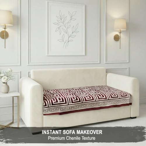 Image of STITCHNEST Premium Woven Sofa Cover 3 Seater | Modern Geometric Sofa Protector | Soft Fabric Sofa Sheet | Durable Living Room Furniture Cover