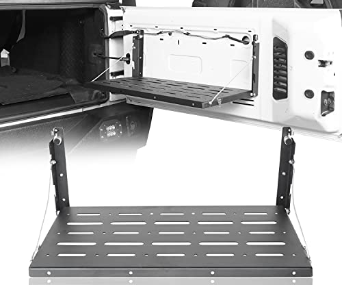 Hooke Road JK Wrangler Tailgate Table Metal Storage Rack Foldable Cargo Shelf for 2007-2018 Jeep Wrangler JK & Unlimited