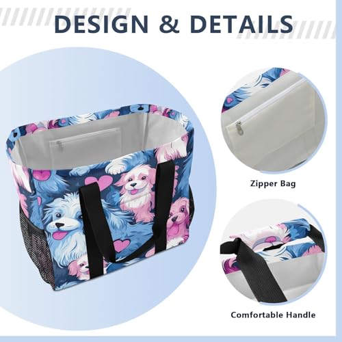Nander Cute Cartoon Little Dog Foldable Tote Bag Waterproof Sandproof Women Beach Bag Handbag Gym Bag3