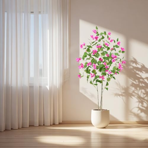 Garveehome 5FT Artificial Bougainvillea Tree, Simulation Flower with Real Touch Leaves Fake Potted Green Plant for Photography Studio Atmosphere Decor for Office Home Decor Housewarming Gift