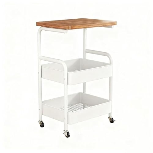 عربة تقديم معدنية من 3 طبقات بعجلات - عربة ادوات المطبخ وتنا...