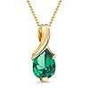 Miore Sieraad dames halsketting met hanger edelsteen geboortesteen saffier/robijn/smaragd ketting van geelgoud 14 karaat / 585 goud- 45 cm