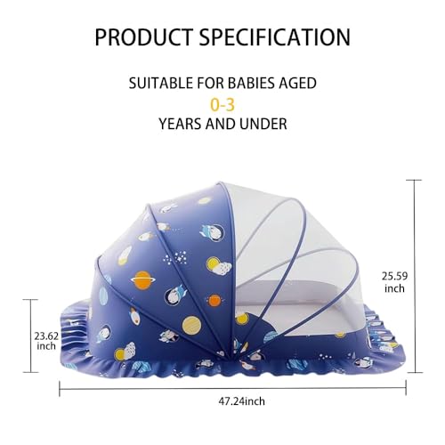 Image of Mosquiteros para Cunas De Bebes,Portable Folding Mosquito Net for Stroller,Breathable Foldable Cots Bottomless Crib Net Sun Shelter,(Blue, 47 inchx24 inchx26 inch)