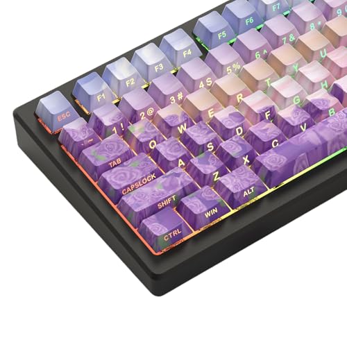 Image of dagaladoo Purple Keyboard keycaps,Double Shot PBT keycaps | Shine Through Keycaps dye-sub,Side Print,Cherry Profile keycaps for Mechanical Keyboard 60% /65% /75% /TKL /96% /100% US Layout