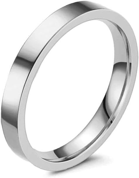 3mm 14K Filled Rings for Women Silvery Stacking Stackable Band Thumb Pinky Finger Ring Non Tarnish Comfort Fit Size 5 to 9