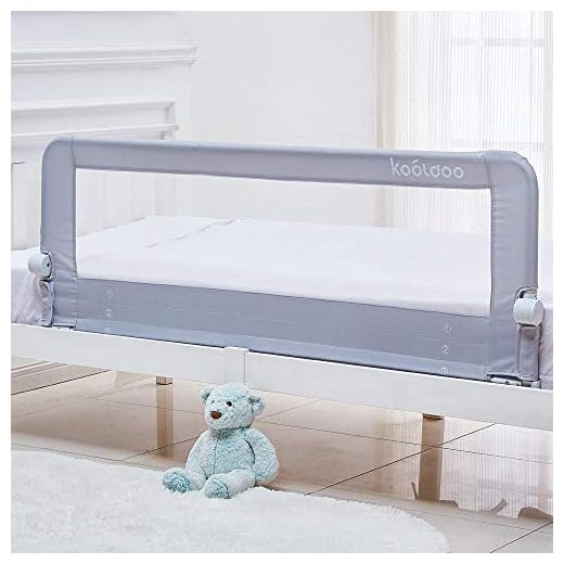 KOOLDOO 59 inch Baby Toddler Bed Rail Guard Extra Long Foldable Safety Bedrail with Reinforced Anchor Safety System (Gray)