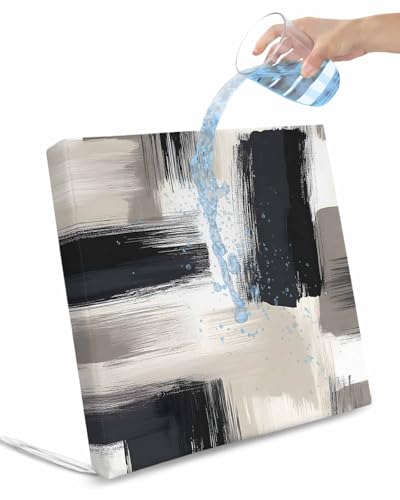 2 Pack Black Grey Waterproof Cushion Covers with Ties, Outdoor Patio Chaise Lounge Chair Seat Cushion Slip Covers Replacement(Only Cover) Geometric Vintage Retro Oil Painting 20