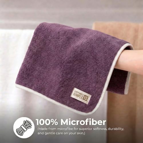 Image of LINEAR Microfiber Hand Towels /Small Size Towel /Face Towel /Towel for Men, Women & Babies /Ultra Soft, Absorbent & Quick Dry Towels for Gym, Travel 500 GSM (Purple-2)