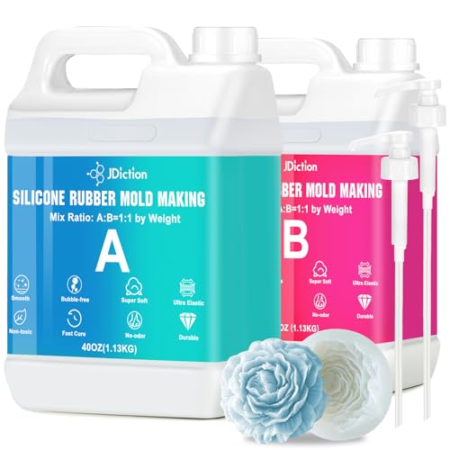 JDiction Silicone Mold Making Kit, 5lb(80oz) Super Elastic Liquid Silicone for Molds Making, Fast Cure Soft Mold Making Silicone Rubber for Casting Resin Molds/Silicone Molds/Candle/Soap Molds