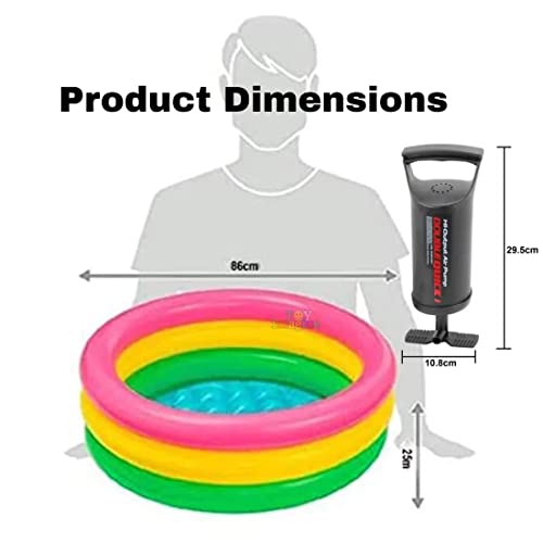 Image of Kidoyz 3 Feet Inflatable Baby Pool Bath Tub for Kids (1-3 Years) - Indoor & Outdoor Swimming Pool for Toddlers | with or Without Air Pump (3Ft Pool + Pump)