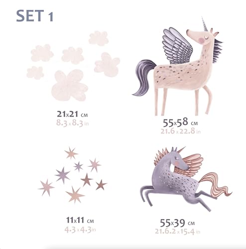 Vinilo decorativo unicornio rosa para pared set 1 + 2 miniatura 7