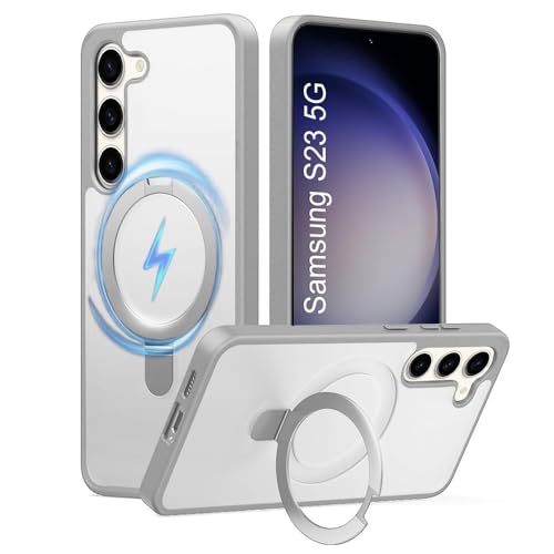 Image of Samsung S23 Magsafe Stand Case | Matte Design & 360 Protection | Military-Grade Samsung Galaxy S23 Cover | Ultra Premium - Gray