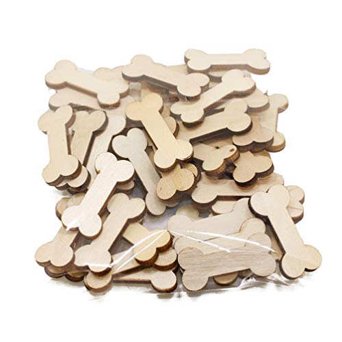 VORCOOL 50Pcs unvollendete Holz Hundeknochen Ausschnitte bereit zu malen oder zu dekorieren für Holz Handwerk und DIY-Projekte