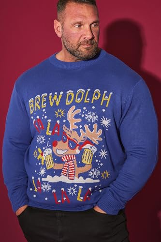 Big & Tall Knitted Christmas Sweater Pullover Blue2