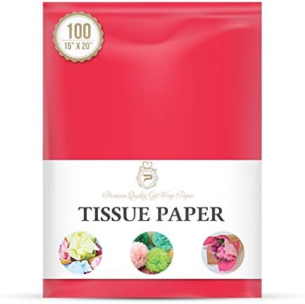 Flexicore Packaging Red Gift Wrap Tissue Paper | Size: 15 Inch X 20 Inch | Count: 100 Sheets | Color: Red