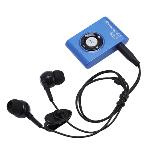 Dpofirs スイミングMP3プレーヤー、ヘッドフォン付きのポータブルダイビングスポーツ音楽プレーヤー、8GBメモリ、スキーカヤックをランニングするための水中オーディオプレーヤー (青)