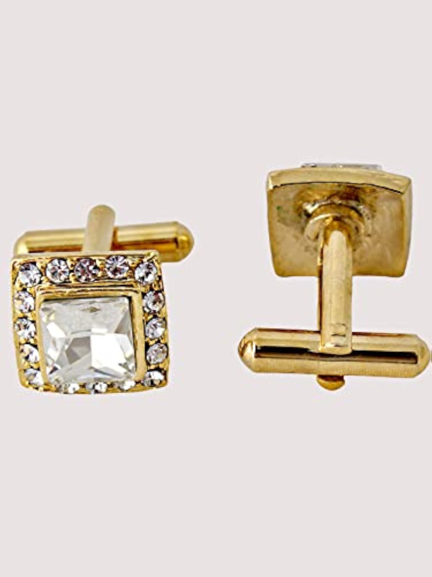 Stone Plated Square Sleeve Button Cufflinks Set