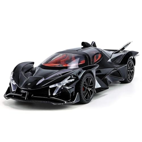 EMRGAZQD Réplica De Coche Vehículos De Motor For Apollo EVO Helios 1:24 Coche En Miniatura De Aleación Diecast Metal Vehículo Sonido Y Luz Regalo Coleccionables Coche Modelo a Escala(Black)