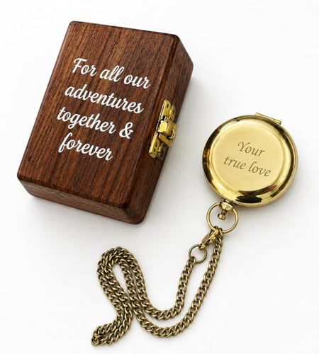 Brújula de Bolsillo Vintage de Latón Grabada miniatura 3