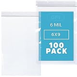 GPI - 6 Mil, Extra Heavy-Duty, 6' x 9' Clear Plastic Reclosable Zip Bags, Quart Puncture-Resistant, Strong Resealable Poly Bags, With Lock Zipper Seal, For Screws, Nuts, Bolts & Constuction, 100 Count