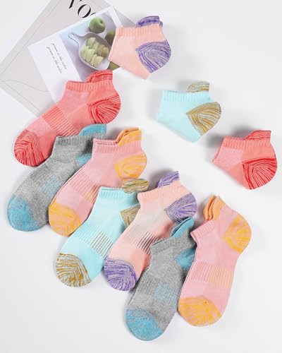 Image of Somaibo 10 Pairs Kids Socks for Boys Girls Low Cut Athletic Ankle Socks Half Cushioned Crew Cotton No Show Socks