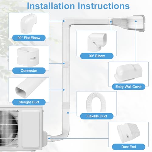 Image of Mini Split Line Set Cover: 3 Inch 10Ft DIY Decorative Outdoor PVC Tubing Cover Kit for Mini Split, Air Conditioner, Central AC and Heat Pumps