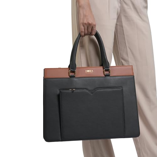 Image of HORRA 13 Inch Laptop Bag For Women Office use with Padded Laptop Compartment and Extra Pouch | Laptop Tote Handbag for Work| For College| Vegan Leather Handbag | Daily & Travel Use