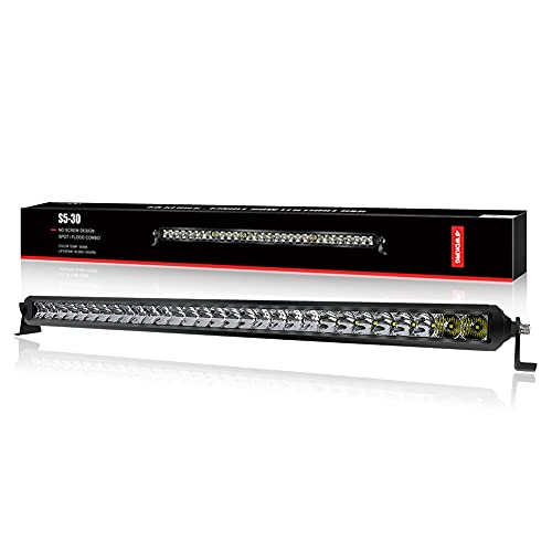 LED Light Bar 30 inch, 4WDKING Screwless Design 150W Off Road LED Spot Flood Combo Work Light Super Bright Truck Driving Fog Lamp IP69K Waterproof Fit for Ford F150 Polaris RZR Jeep Wrangler