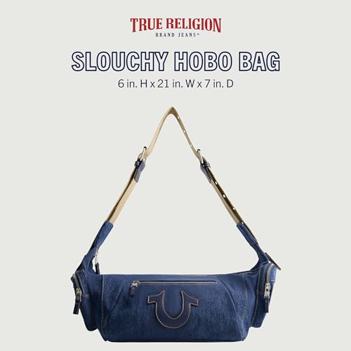 True Religion Women's Shoulder Bag Purse, Slouchy Hobo Handbag with Adjustable Strap and Horseshoe Logo2