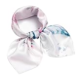 NaSoPerfect 27 inch Silk Feeling Scarf Square Satin Head Scarf Fashion Flowers and Birds Neck Scarfs for Women Purple