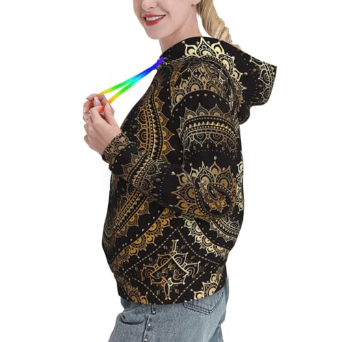 Sweat à capuche femme motif mandala pull ajusté contre le froid