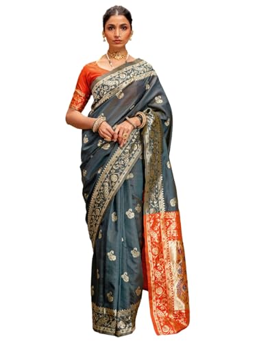 Image of SIRIL Women's Paithani jacquard Silk Saree |Chandrakor Paithani jacquard Saree With Unstitched Blouse Piece