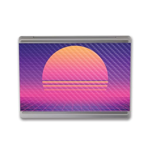 Image of MightySkins Carbon Fiber Skin Compatible With Microsoft Surface Laptop Go 3 (2023) Full Wrap Kit - Synthwave Sunset | Protective, Durable Textured Carbon Fiber Finish | Easy To Apply | Made in the USA