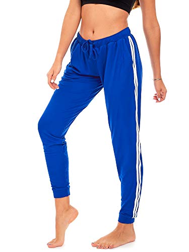 DEAR SPARKLE Workout Jogger for Women Drawstring Lightweight Joggers Yoga Lounge Sweatpants + Plus Size (P7 R) (Royal, X-Large)