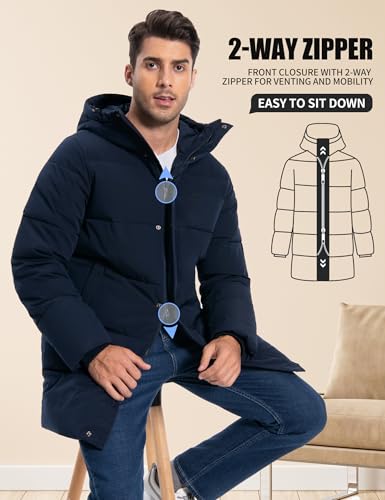 Image of Pioneer Camp Mens Long Winter Coat Hooded Waterproof Insulated Puffer Jacket Thicken Puffy Warm Down Windbreaker Parka