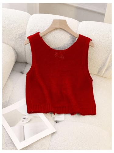 Image of GORGLITTER Women's Tie Back Cropped Sweater Vest Bow Sleeveless Knit Tank Tops Trendy Cute Cardigan Dressy Casual Outfits