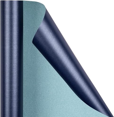 WRAPAHOLIC Navy Blue Pearl Glossy Wrapping Paper,Solid Color Gift Wrapping Paper - Perfect for Birthday,Baby Shower,Wedding,Valentine's Day,Party - 17in x 32.8ft Roll, 46 Sq. Ft