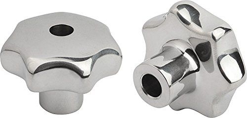 Kipp 06194-263122 Stainless Steel Reamed Through Hole Star Grip, Style B, Metric, Polished Finish, 63 mm Diameter