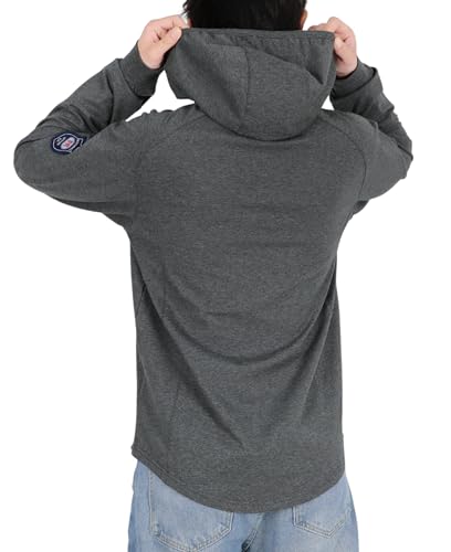 Image of BOCOMAL FR Hooded T Shirts Utility Pocket Fire Resistant Summer Hoodie CAT2 | 6oz Midweight Flame Retardant Cotton Hoodies,Kangaroo /Button Pocket,NFPA2112,Rib-Knit Cuffs,FRC Welding Arc Rated Work Shirt