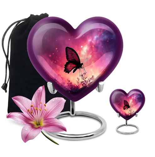 Image of Butterfly Urn Small Urn for Ashes for Women & Men 1 Large & 1 Small | Little Burial Urns, Keepsake Funeral Urns