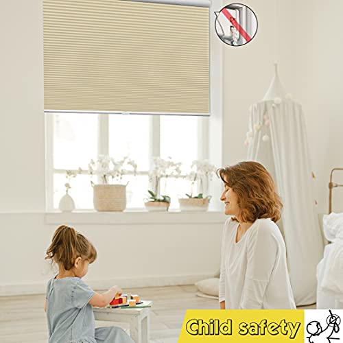 Keego Blackout Window Shades Cordless Cellular Blinds For Window, Cut To Size Cellular Shades, 58 1/2" W X 48" H, Beige, Insulated Honeycomb Shades For Home Office Bedroom Living Room #TOP4