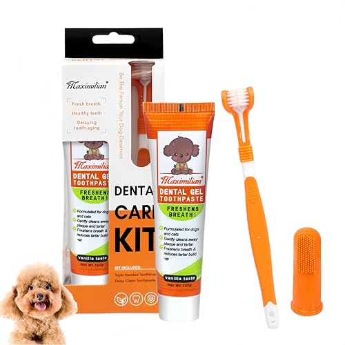 Dog & Cat Toothpaste Kit with Toothbrush & Finger Brush Vanilla 100g